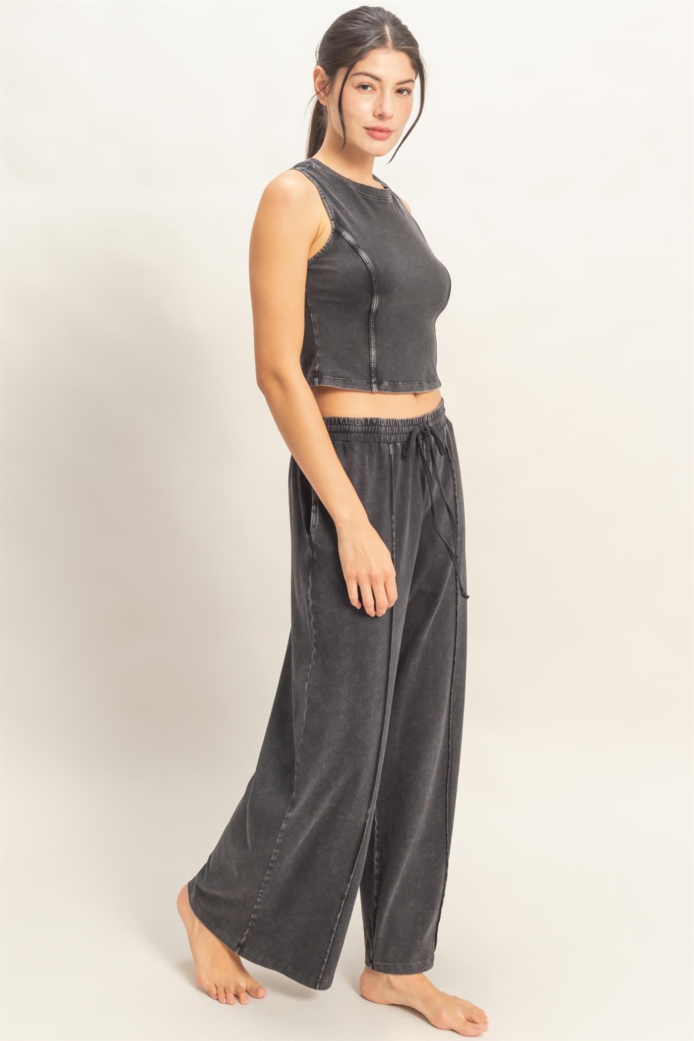 Hyfve Mineral Washed Wide Leg Pants