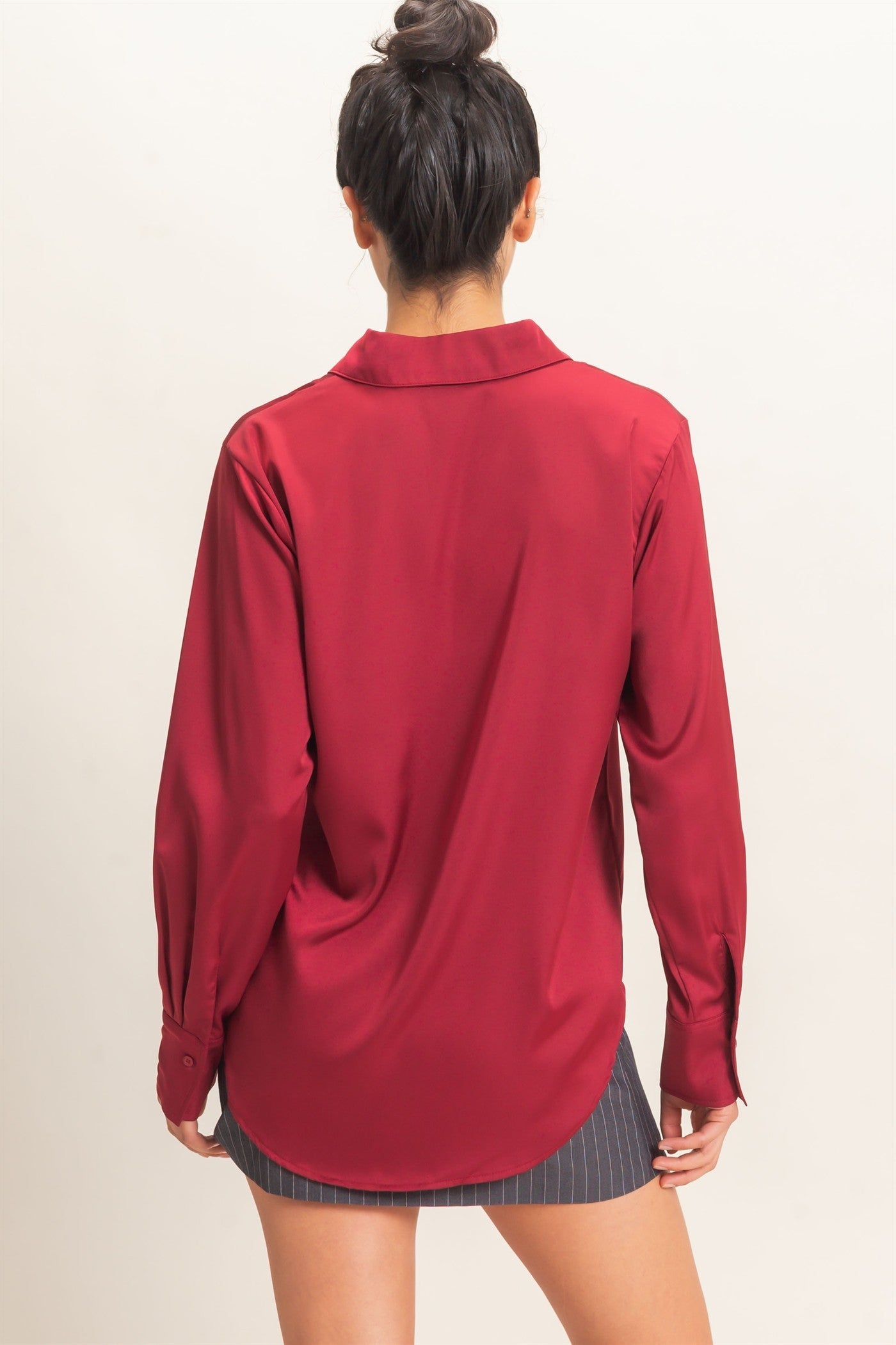 Hyfve / Double Zero Silky Satin Collared Top