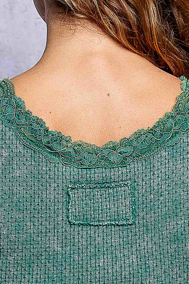 POL Lace Trim Fancy Tank Top