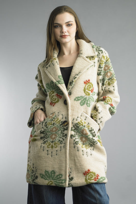 Tempo Paris Floral Boucle Coat