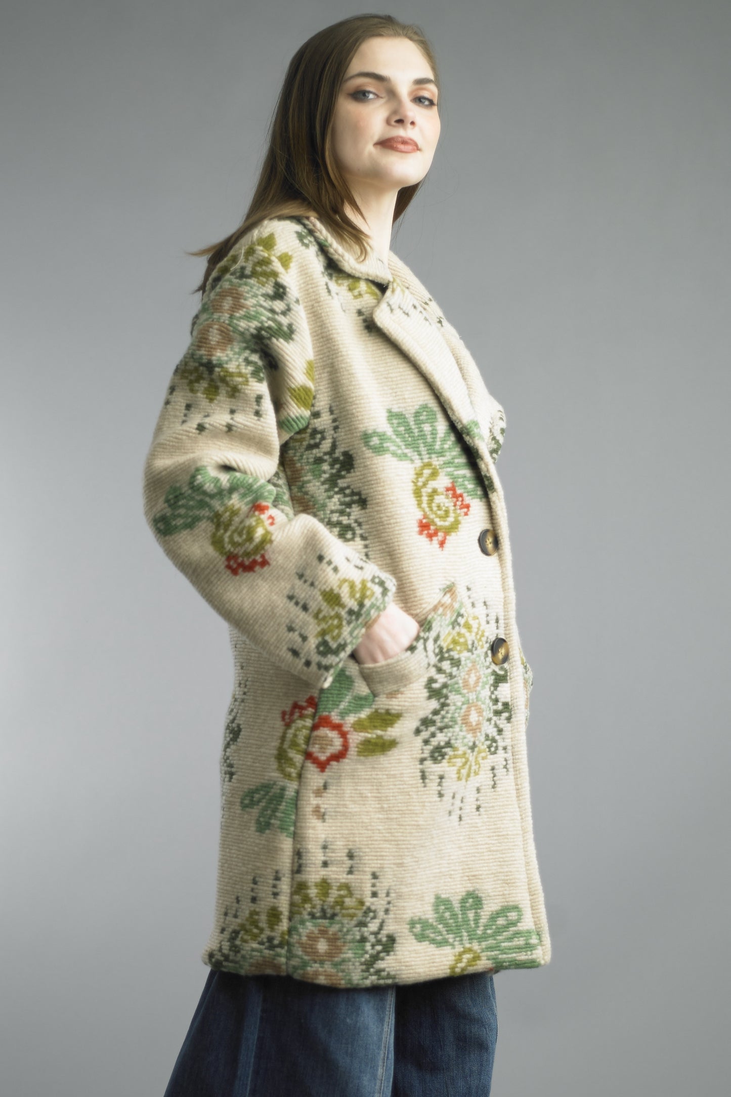 Tempo Paris Floral Boucle Coat