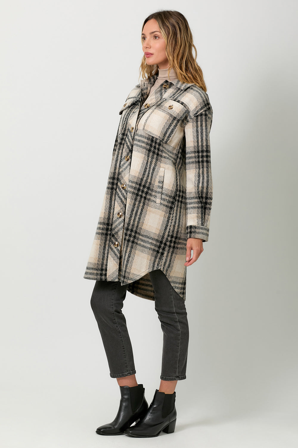 Mystree Pretty Plaid Long Jacket