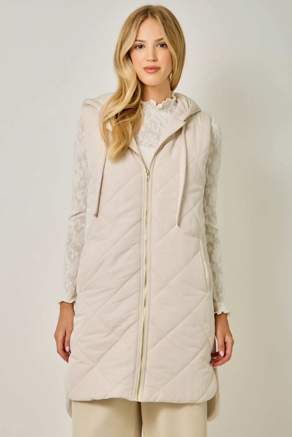 Mystree Quilted Puffer Hoodie Vest