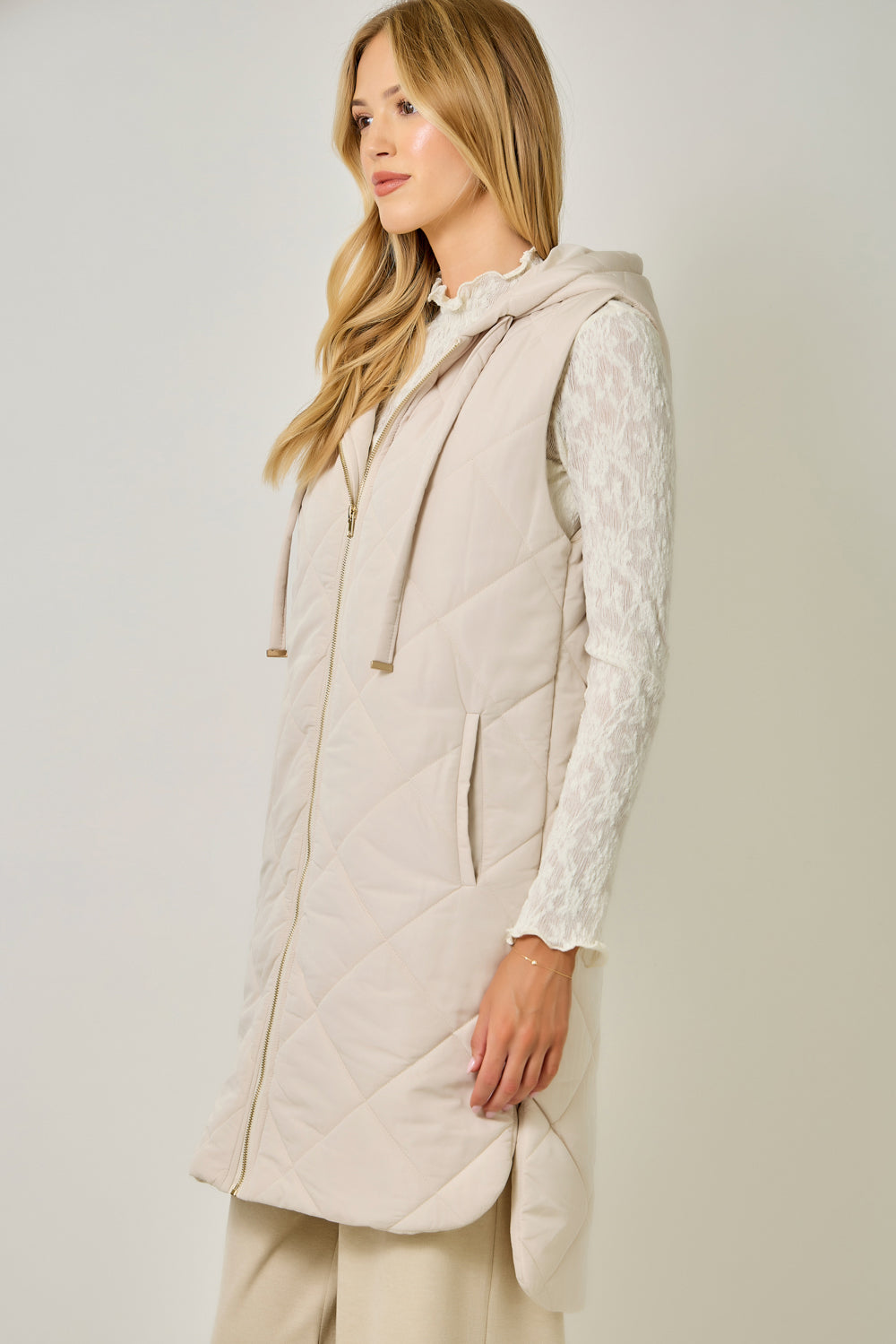 Mystree Quilted Puffer Hoodie Vest
