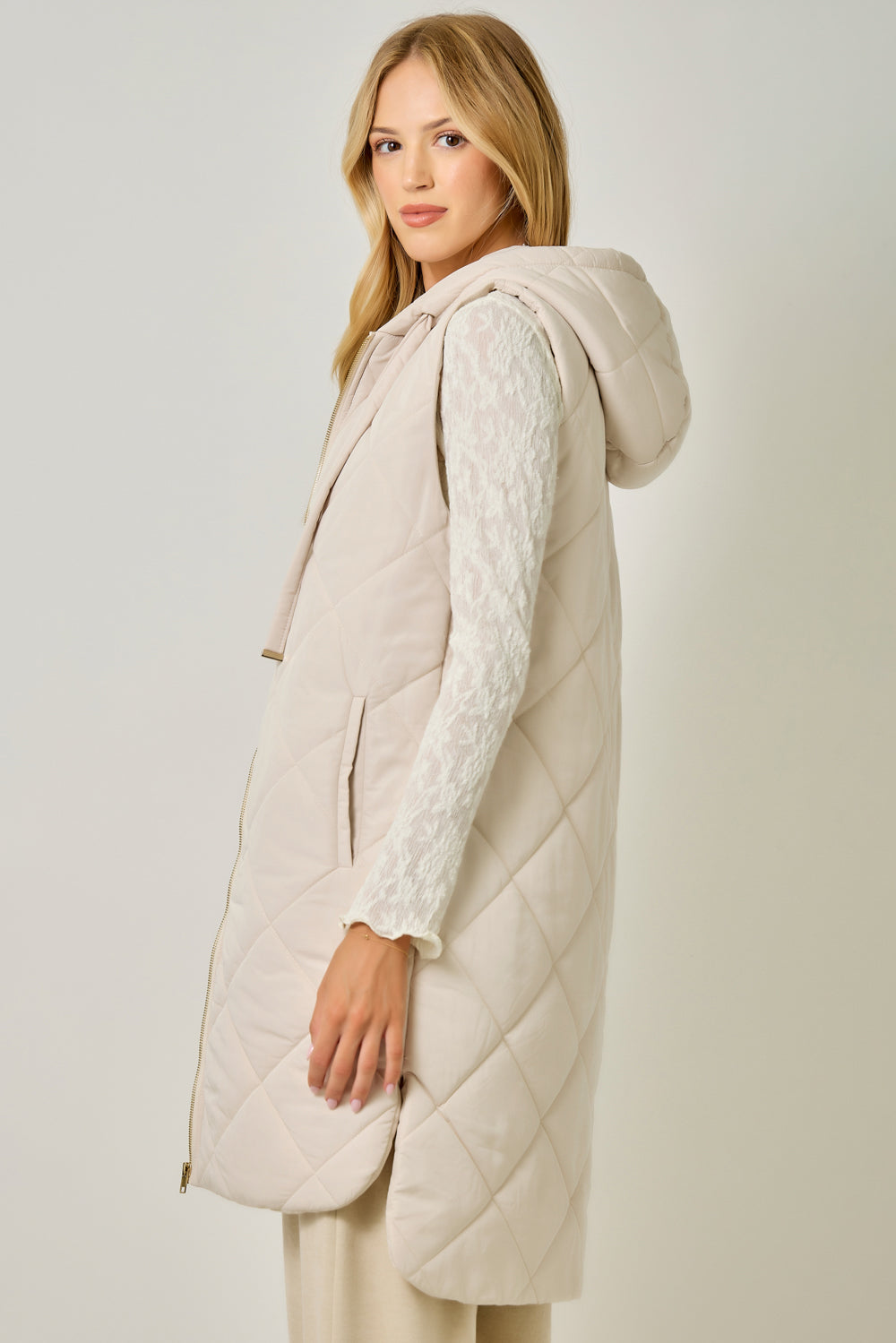 Mystree Quilted Puffer Hoodie Vest