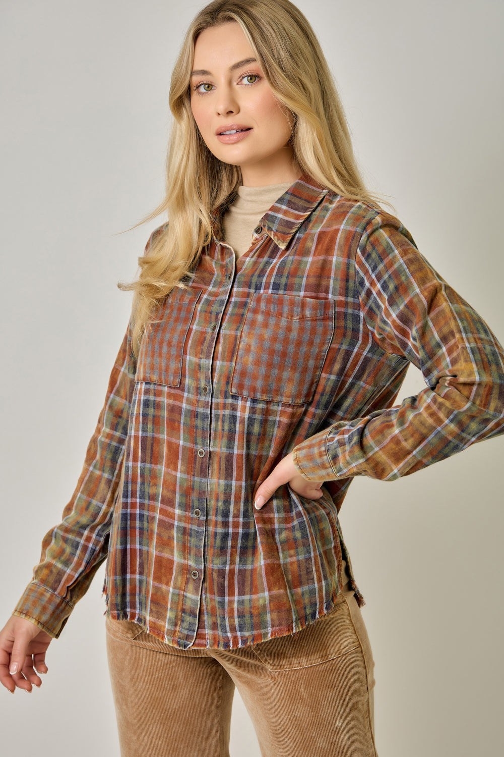 Mystree Softest Mixed Plaid Top