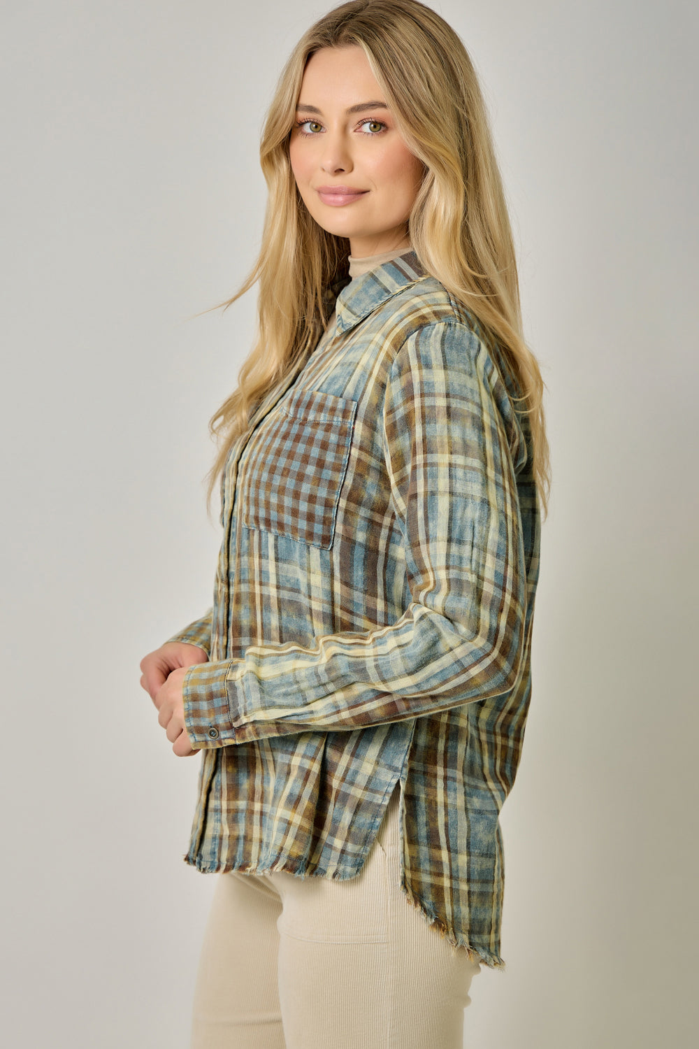 Mystree Softest Mixed Plaid Top