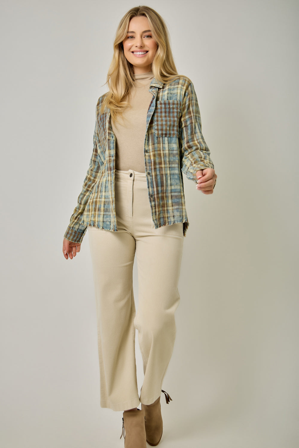 Mystree Softest Mixed Plaid Top