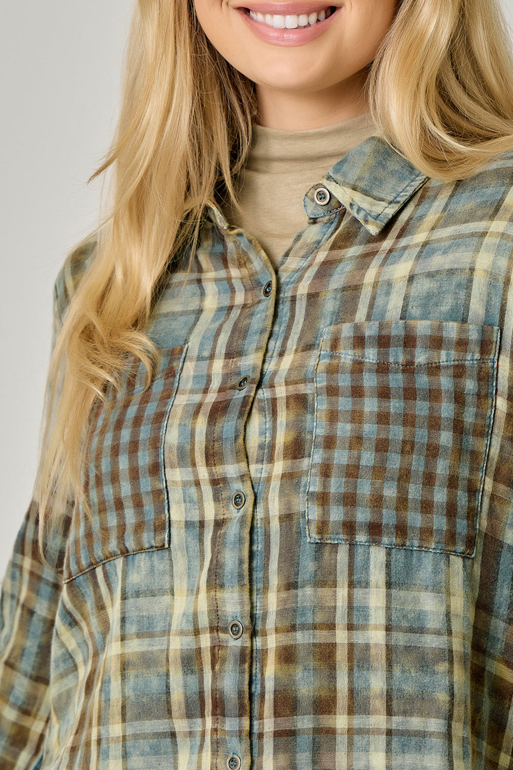 Mystree Softest Mixed Plaid Top