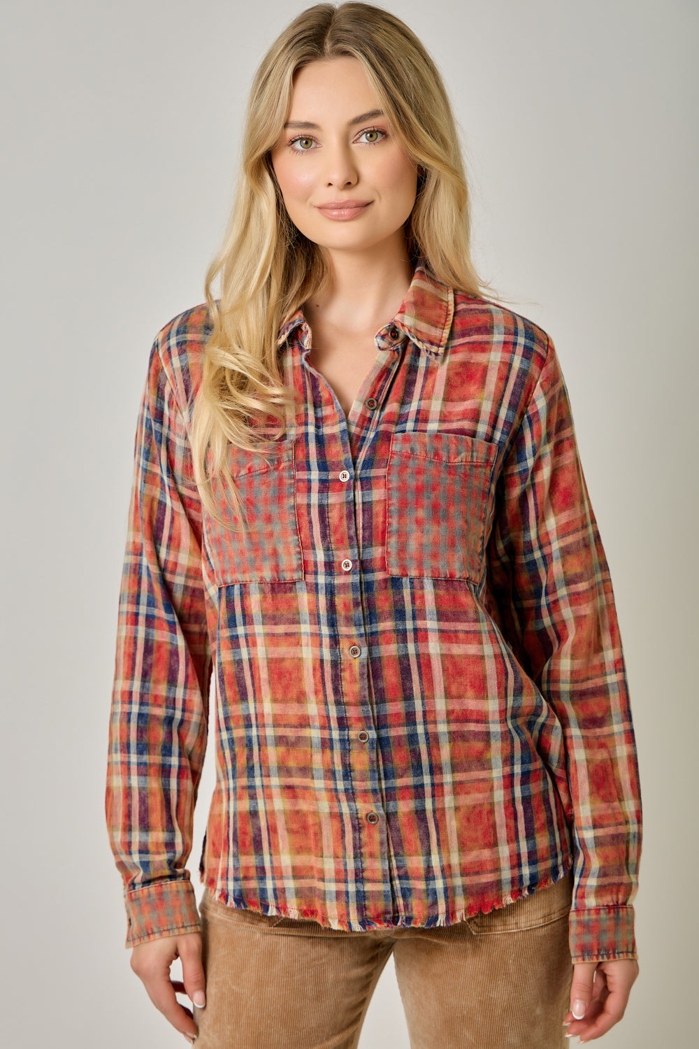 Mystree Softest Mixed Plaid Top