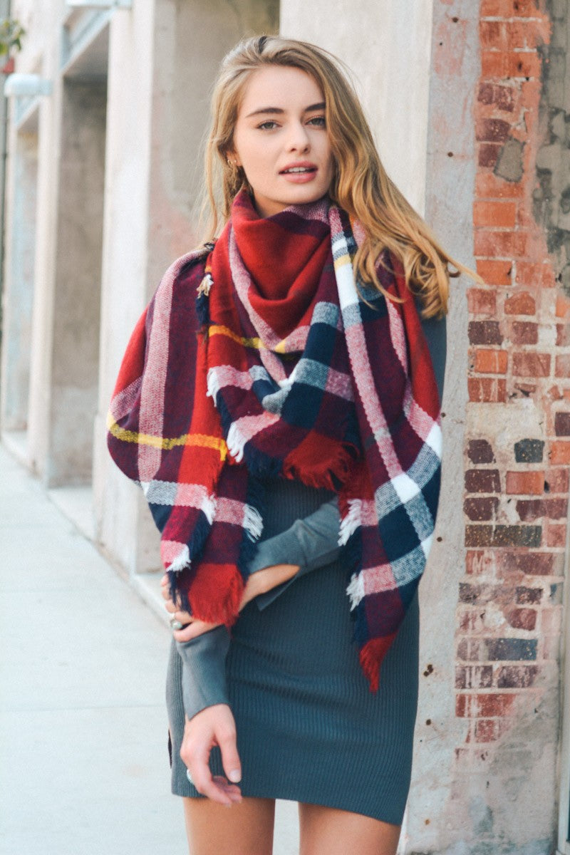 Classic Plaid Blanket Scarf