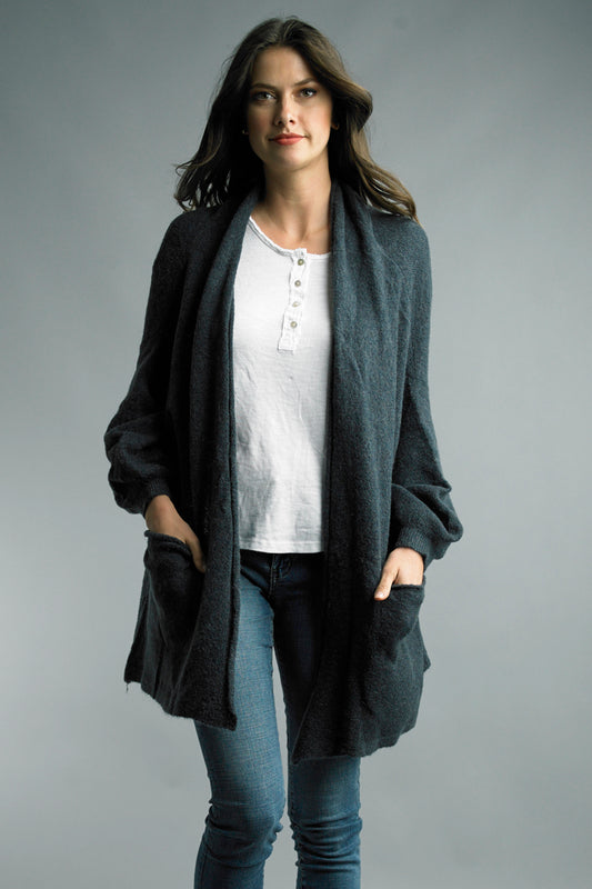 Tempo Paris Cozy Long Black Cardigan