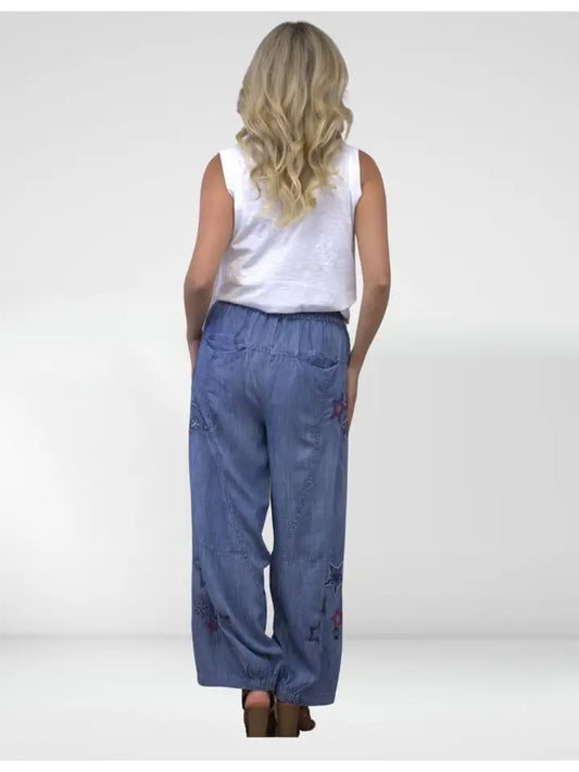 Kyla Seo Starry Embroidered Safiya Bottoms