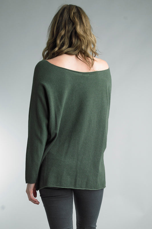 Tempo Paris Olive V Neck Sweater
