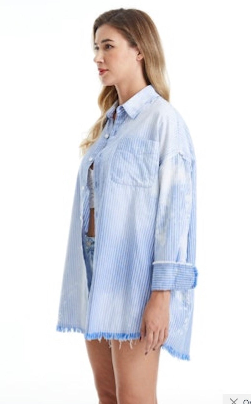 Bayeas Sky Stripe Oversized Shirt