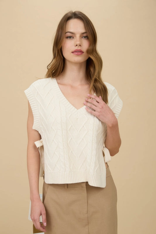 Blu Pepper Cable Knit Side Tie Vest