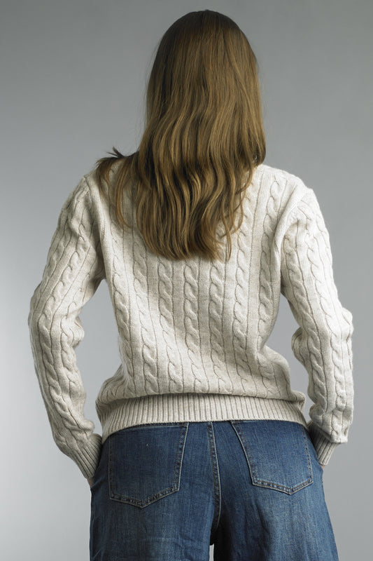 Tempo Paris Cable Cape V Neck Sweater
