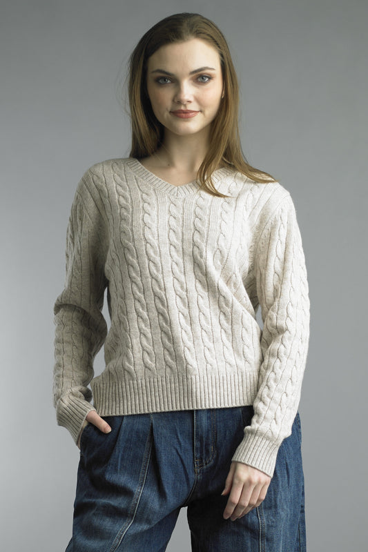 Tempo Paris Cable Cape V Neck Sweater