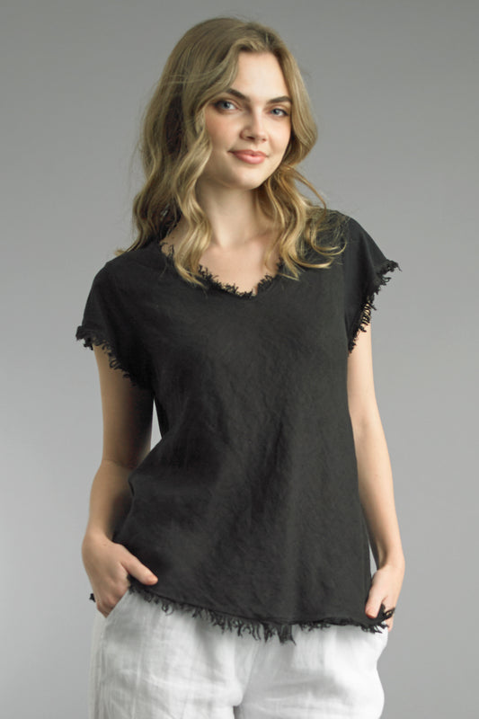 Tempo Paris Linen Short Sleeve Top