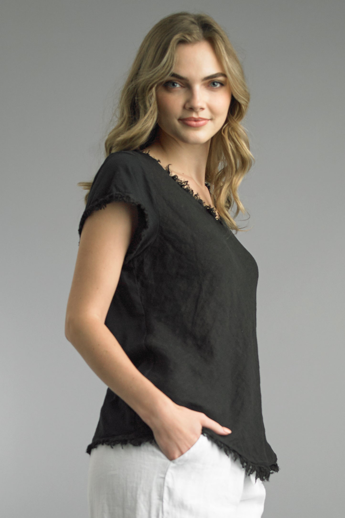 Tempo Paris Linen Short Sleeve Top