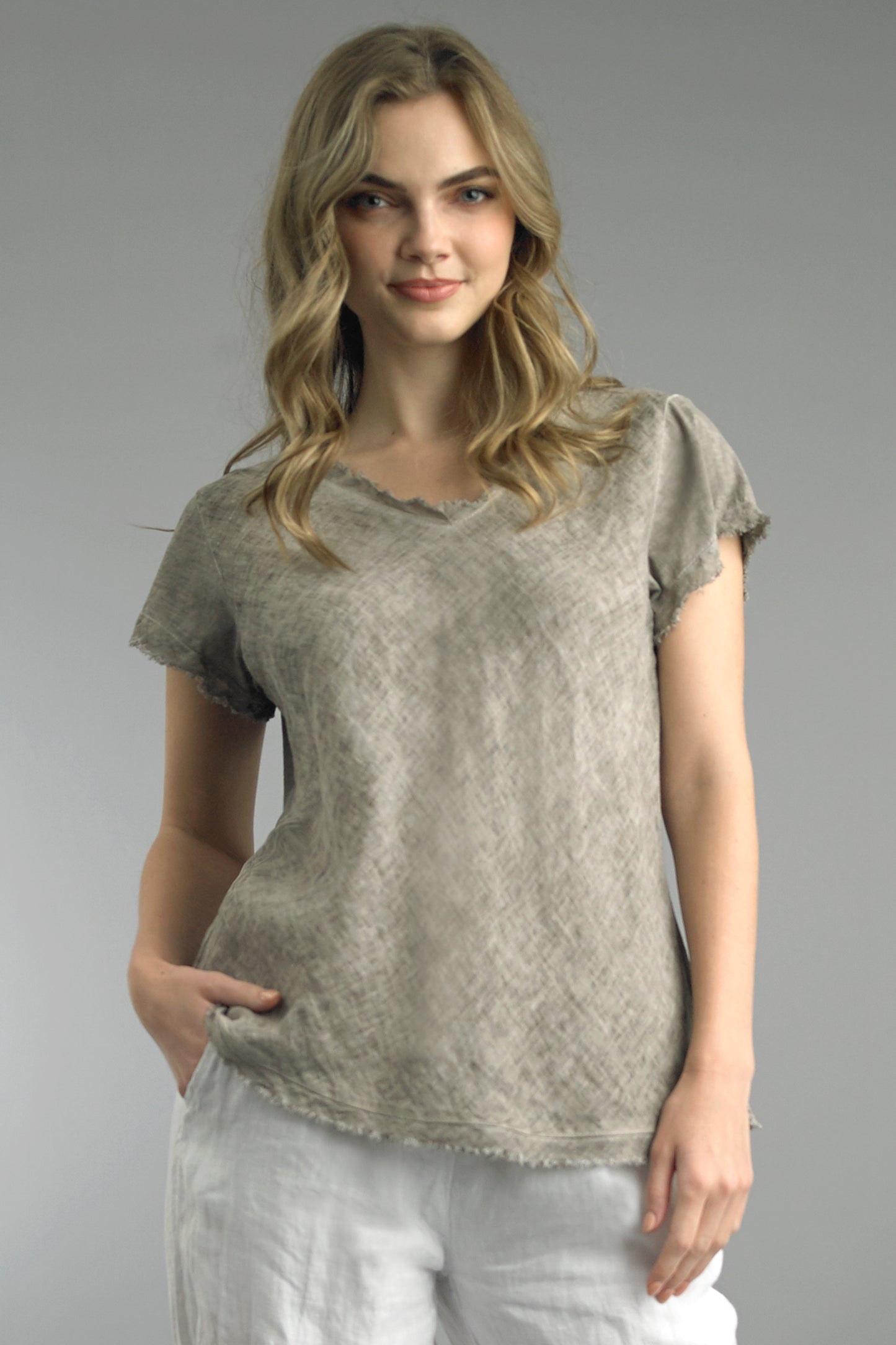 Tempo Paris Linen Short Sleeve Top
