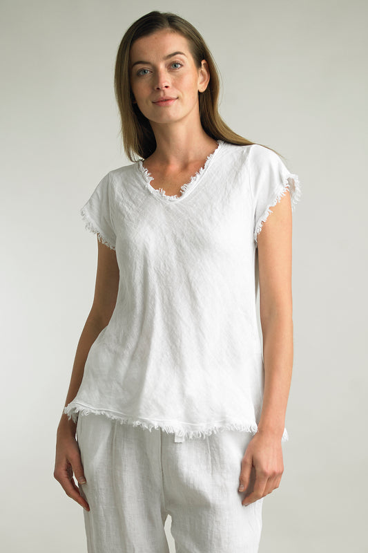 Tempo Paris Linen Short Sleeve Top