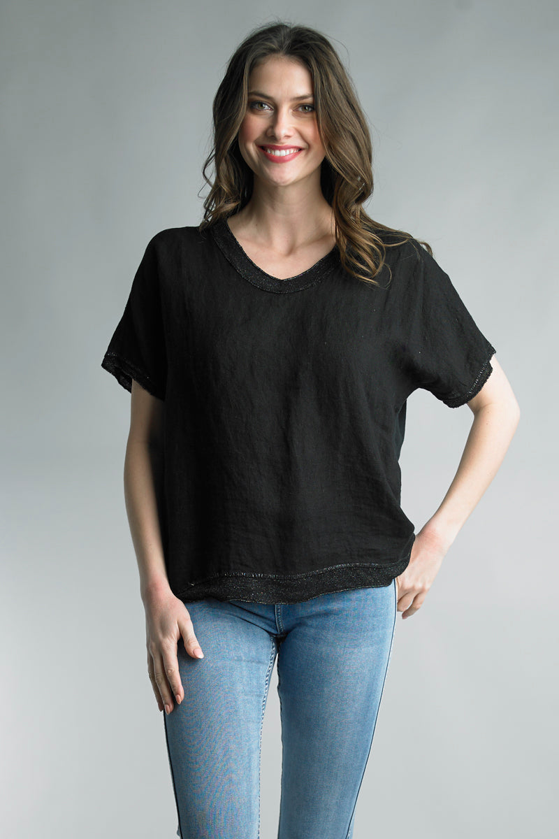 Tempo Paris Relaxed Windchime Linen Top