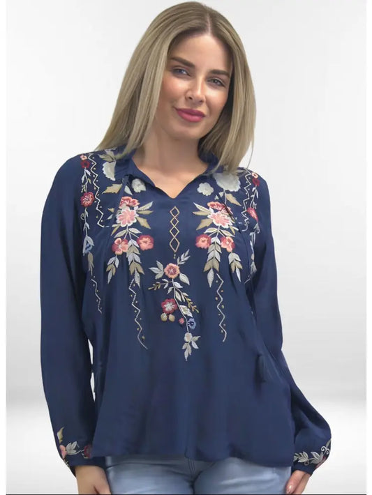Caite & Kyla Embroidered Torie Top
