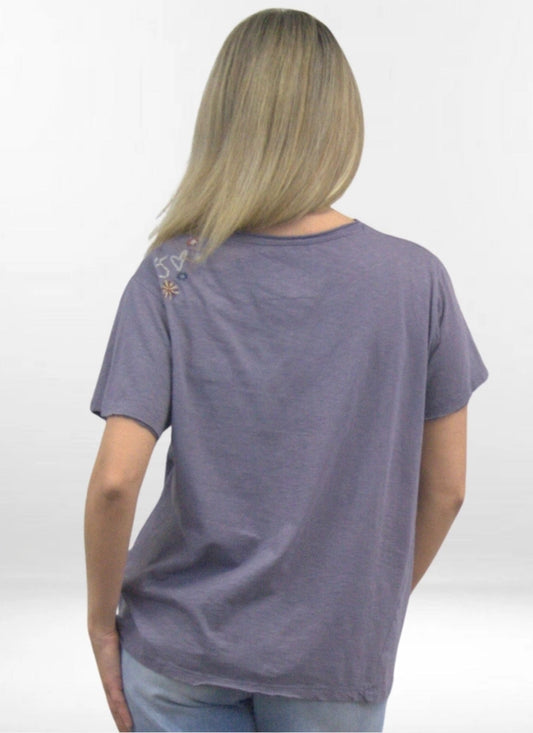 Caite & Kyla Piper Evil Eye Embroidered Top