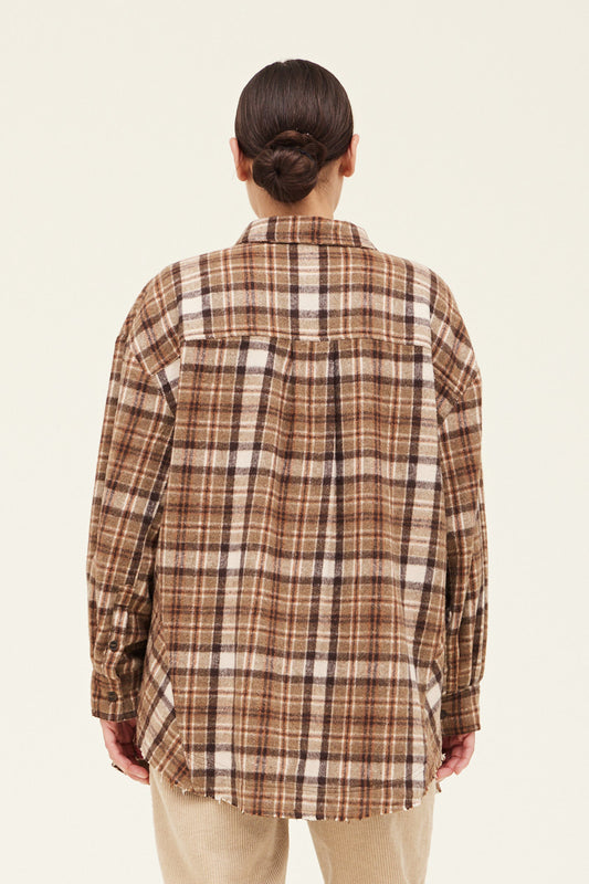 Grade & Gather Cozy Plaid Shirt Jacket - M/L