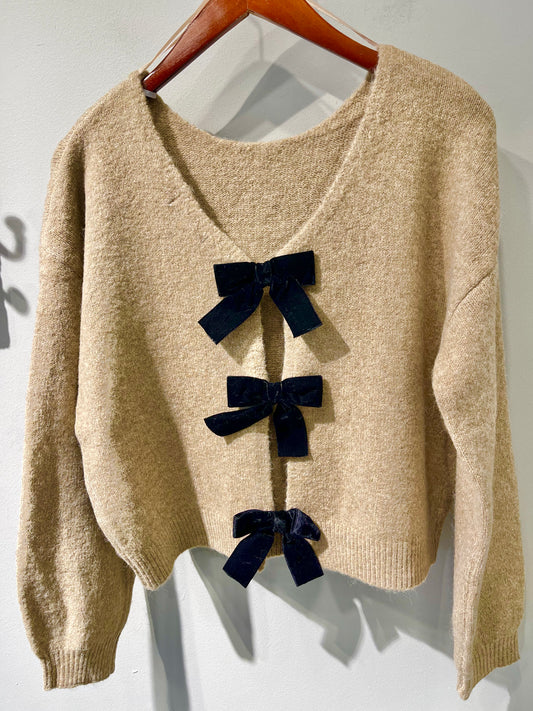 Mine LA Back Velvet Bow Sweater