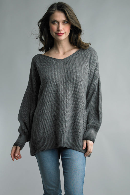 Tempo Paris Cozy V Neck Sweater