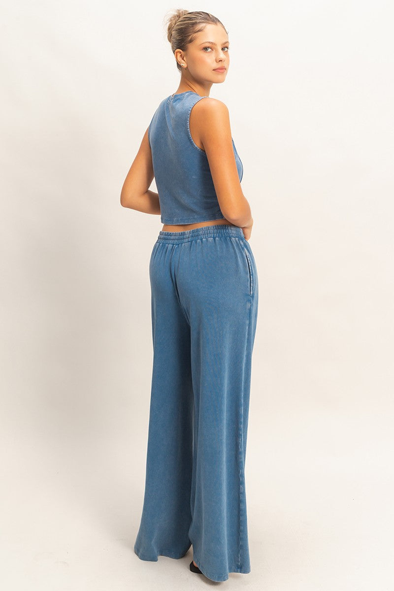 Hyfve Mineral Washed Wide Leg Pants