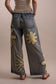 Blue Velvet Flower Patchwork Denim Pants