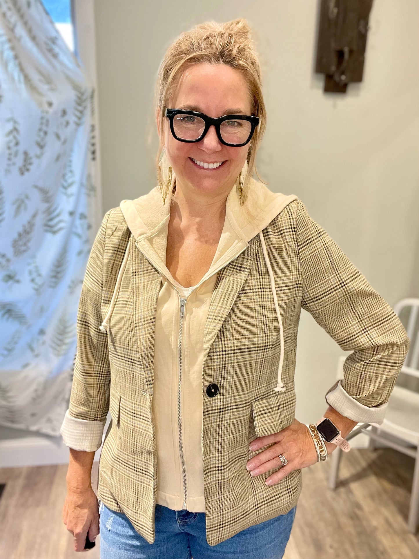 Six Fifty Drew Plaid Blazer with Hoodie