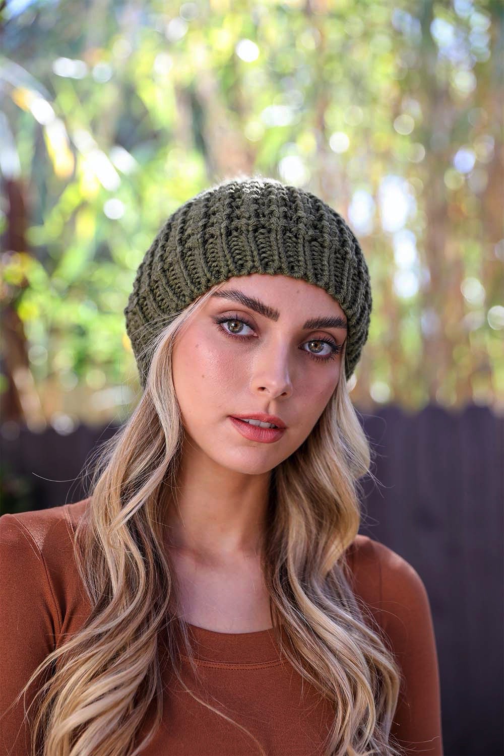 Textured Beanie With Pom Pom
