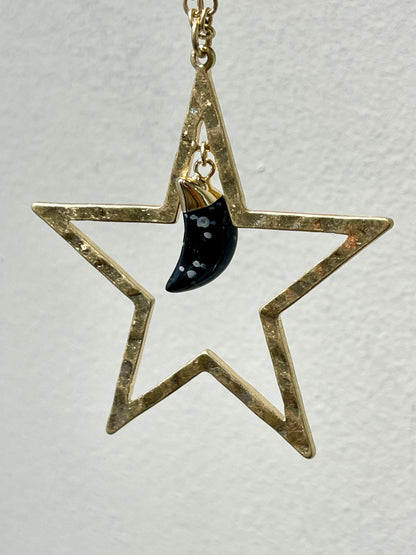 Long Star Pendant with Hanging Moon Necklace