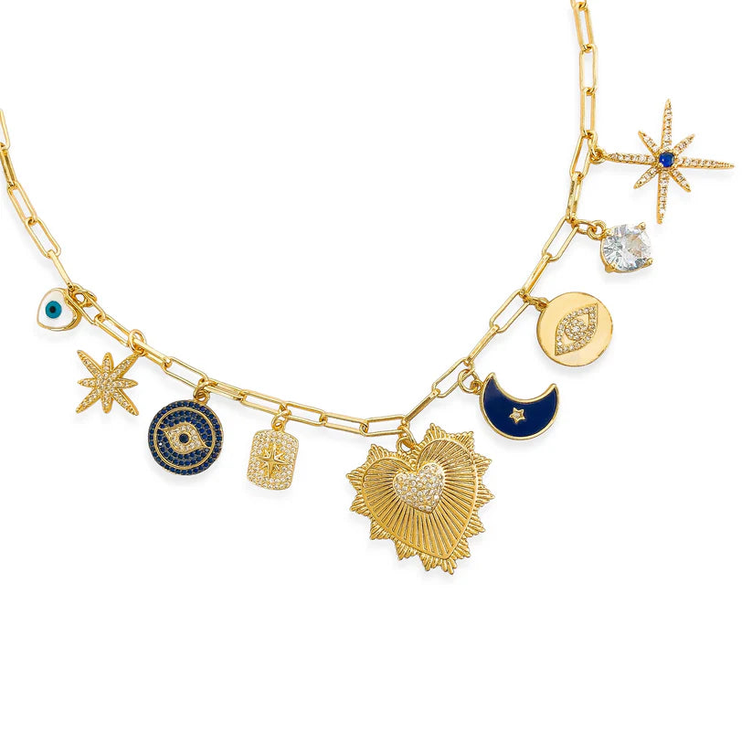 Celestial Enamel Charm Necklace