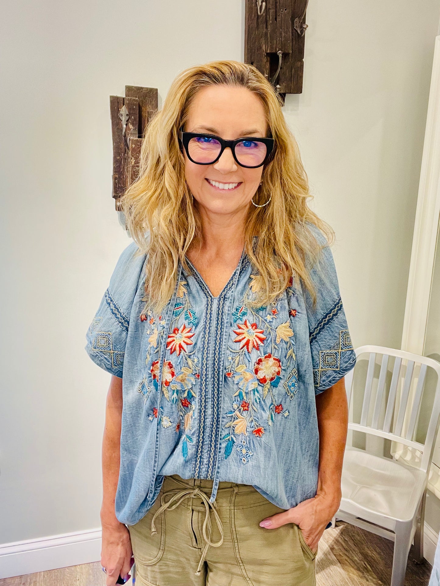 Kyla Seo Embroidered Betty Floral Top