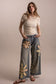 Blue Velvet Flower Patchwork Denim Pants