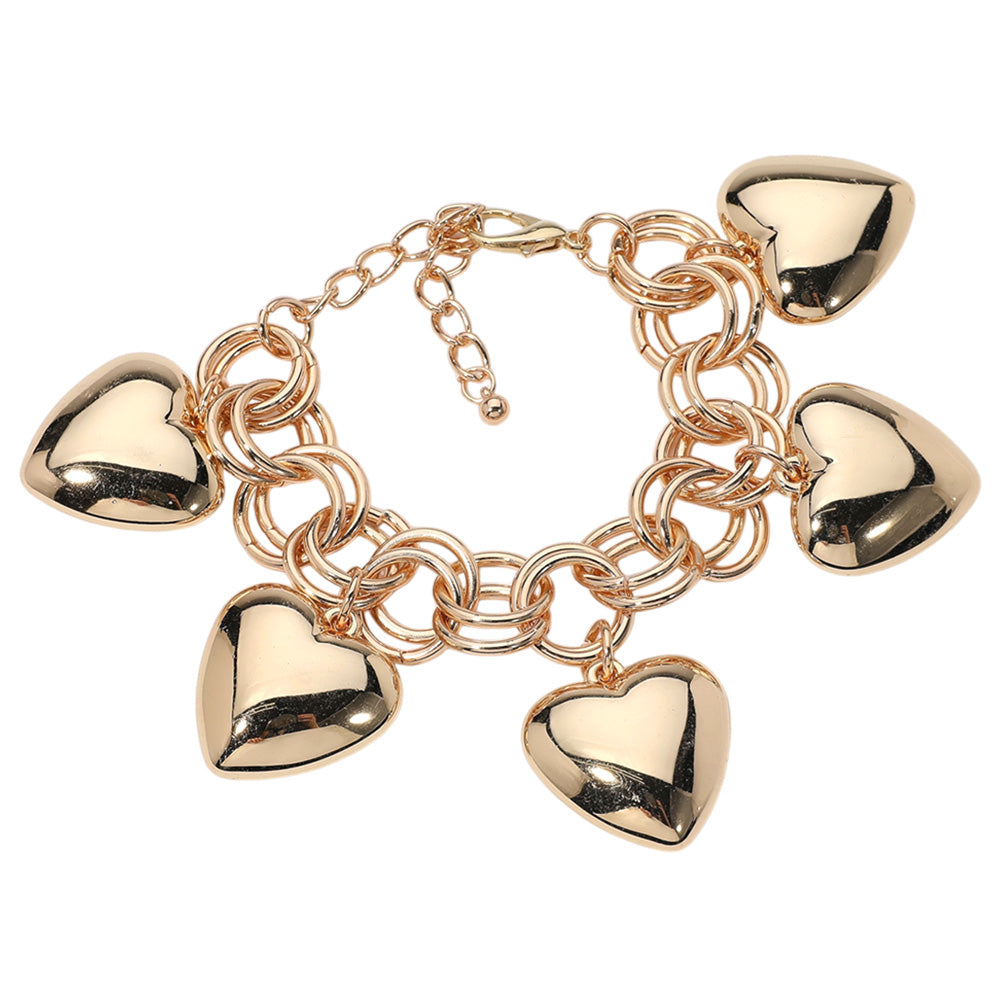 Chunky Heart Charm Bracelet