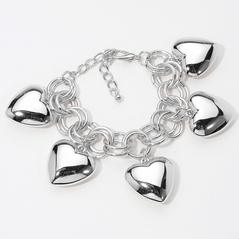 Chunky Heart Charm Bracelet