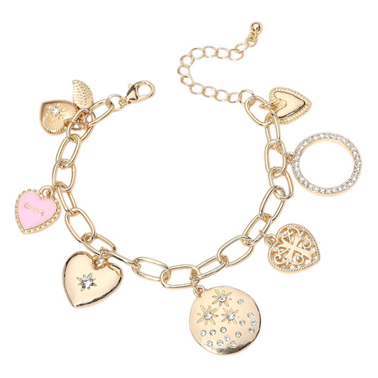 Love Multi Crystal Charm Bracelet