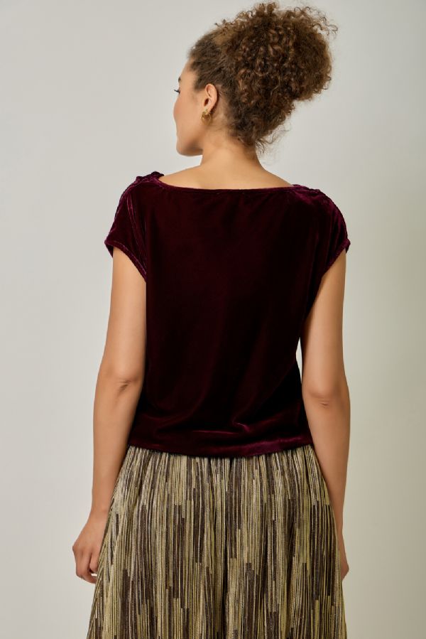 Mystree Velvety Drape Neck Top