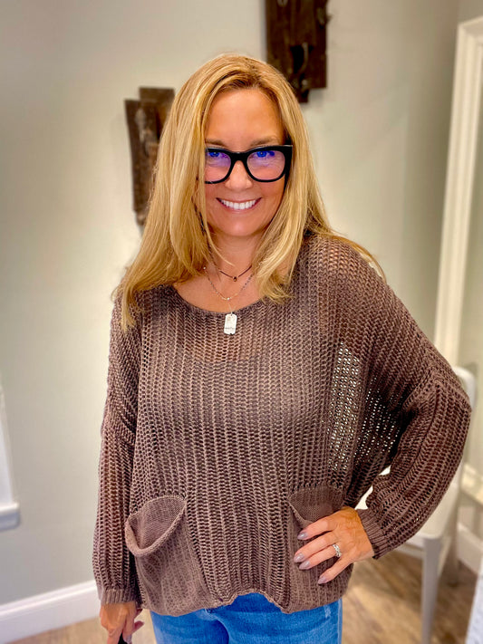Tempo Paris Crochet Knit Top