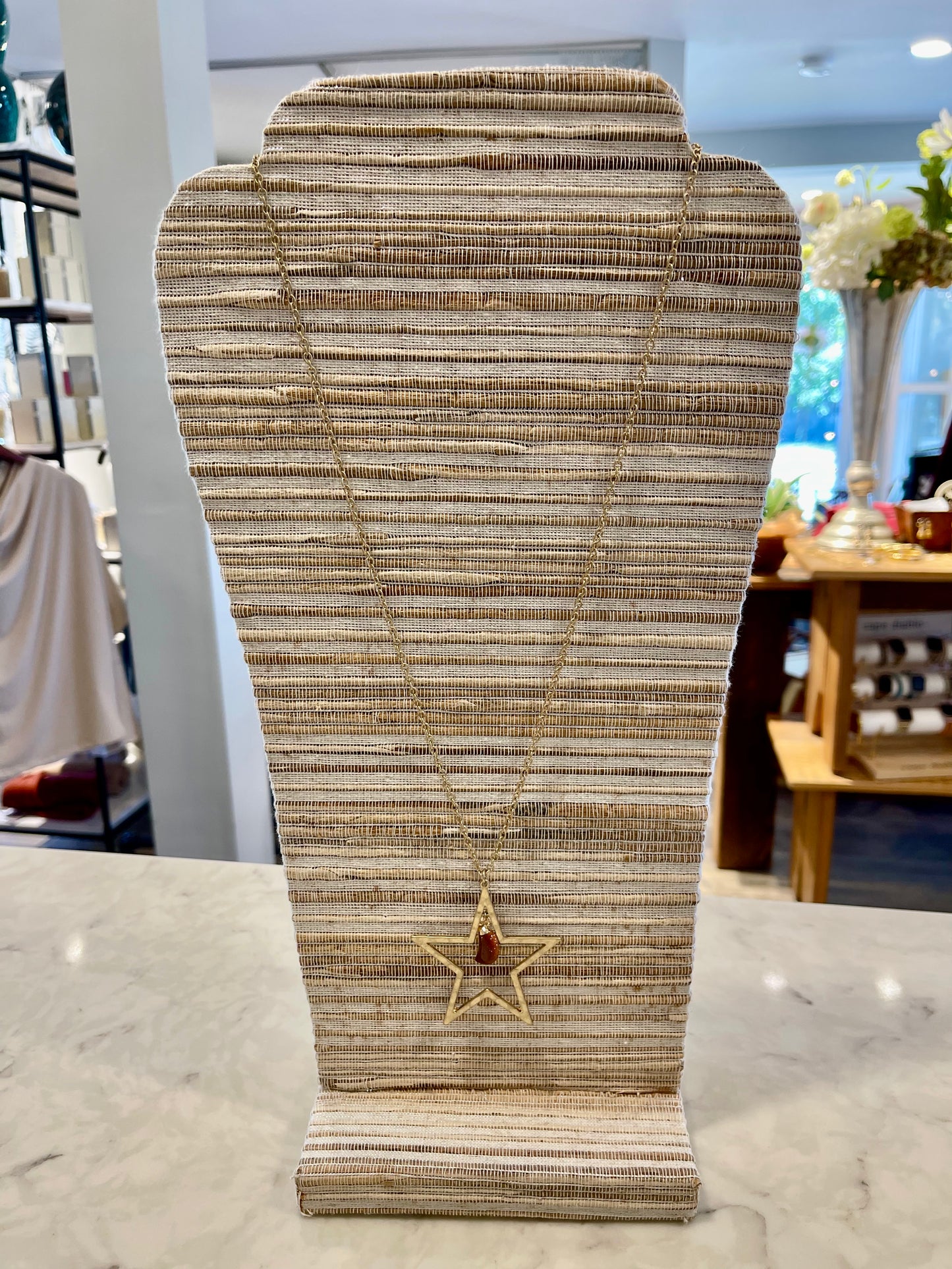 Long Star Pendant with Hanging Moon Necklace