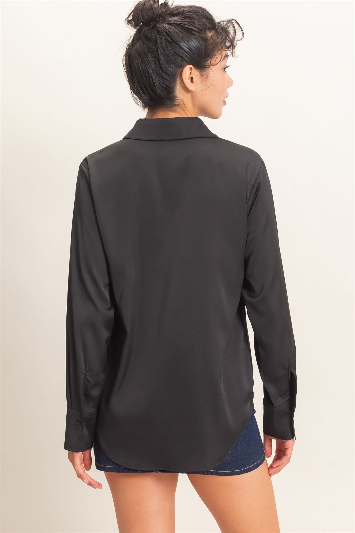 Hyfve / Double Zero Silky Satin Collared Top
