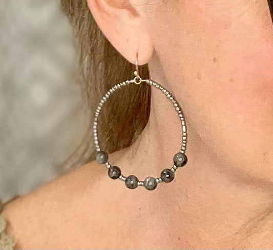 Agate beaded Lightweight Earrings