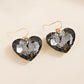 Black Diamond Crystal Heart Earrings