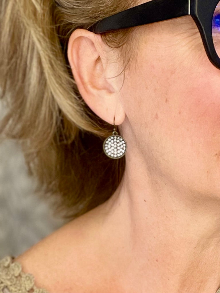 Pave Crystal Circle Earrings